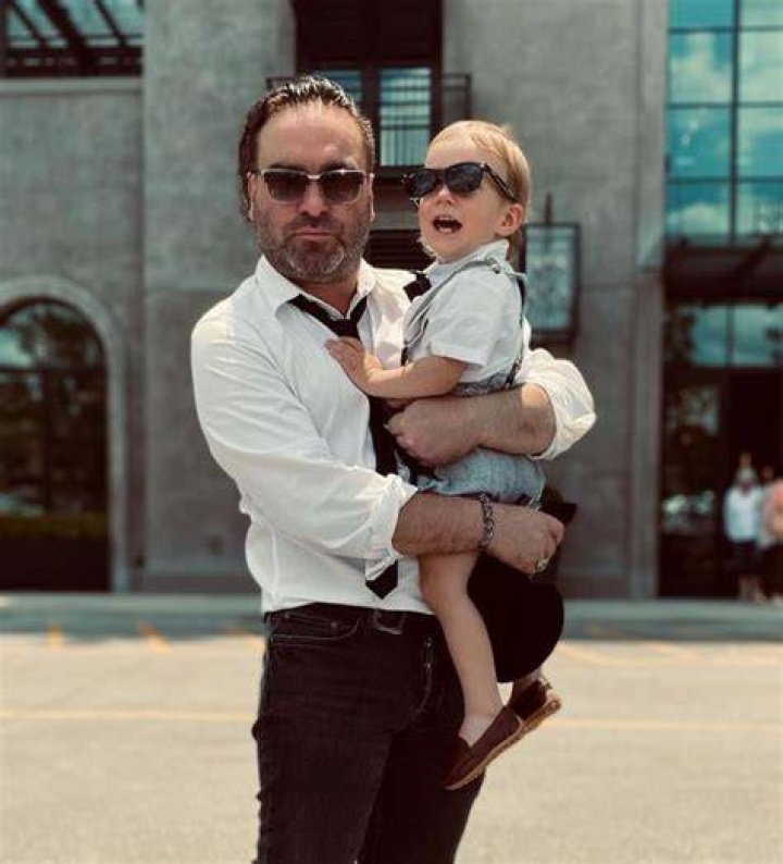 Johnny Galecki with his son